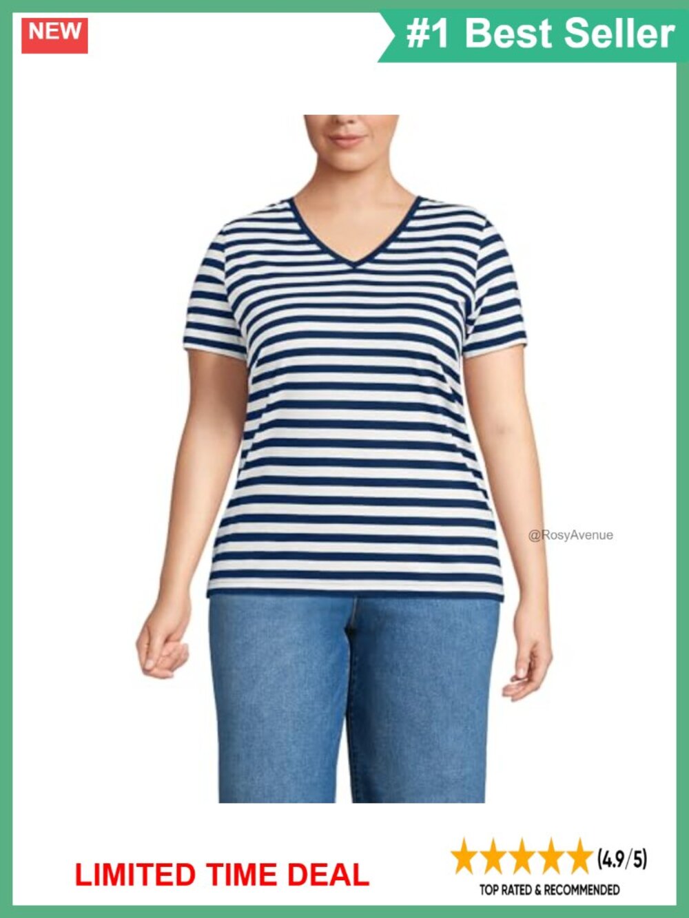 Supima Cotton V-Neck Short Sleeve T-Shirt Relaxed Fit Tagless